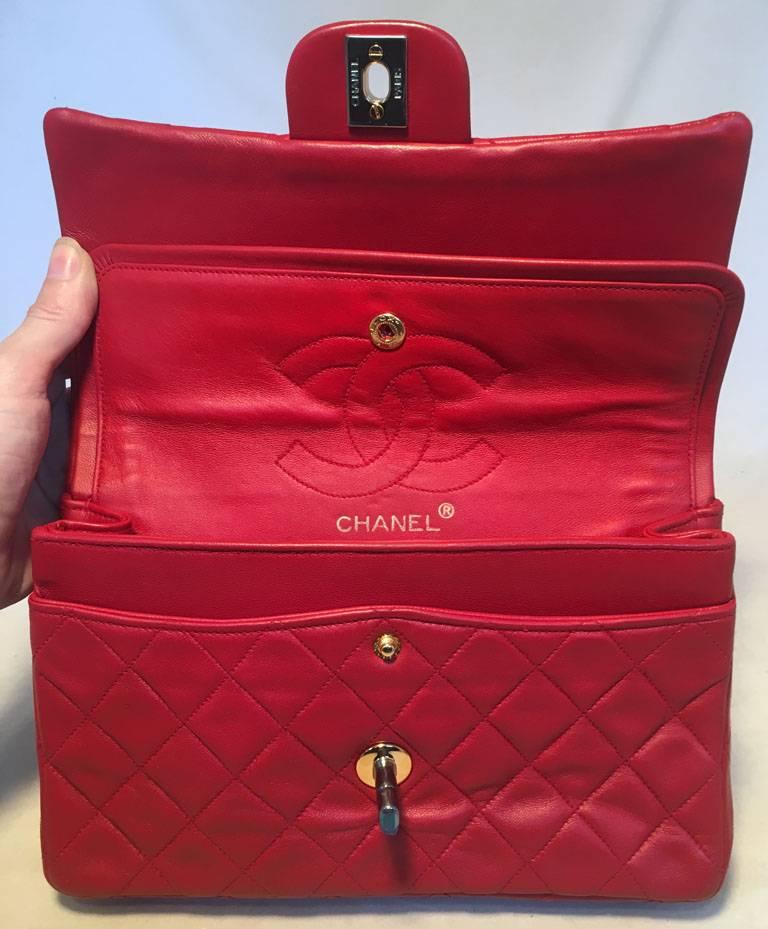 Chanel Vintage Red Leather 9inch 2.55 Double Flap Classic 3