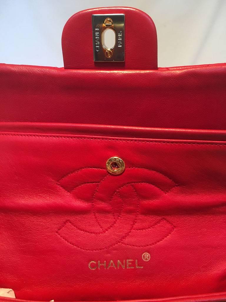 Chanel Vintage Red Leather 9inch 2.55 Double Flap Classic 4