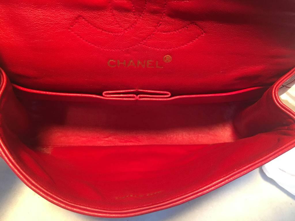 Chanel Vintage Red Leather 9inch 2.55 Double Flap Classic 5