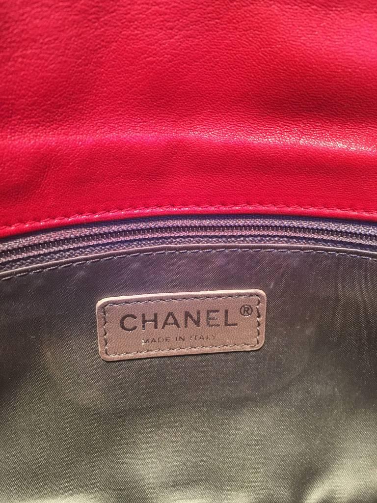 Chanel Red Leather Chain Trim Classic Flap Shoulder Bag 3