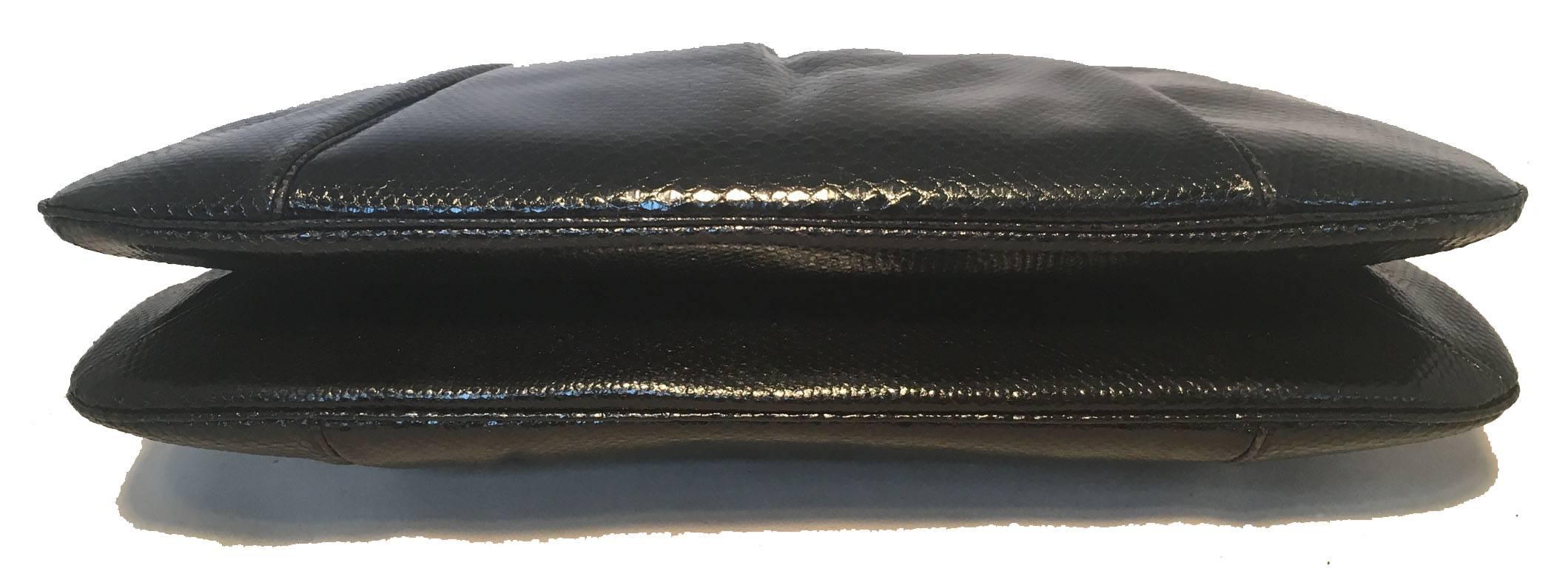 Women's Judith Leiber Black Lizard Round Stone Top Accent Clutch 