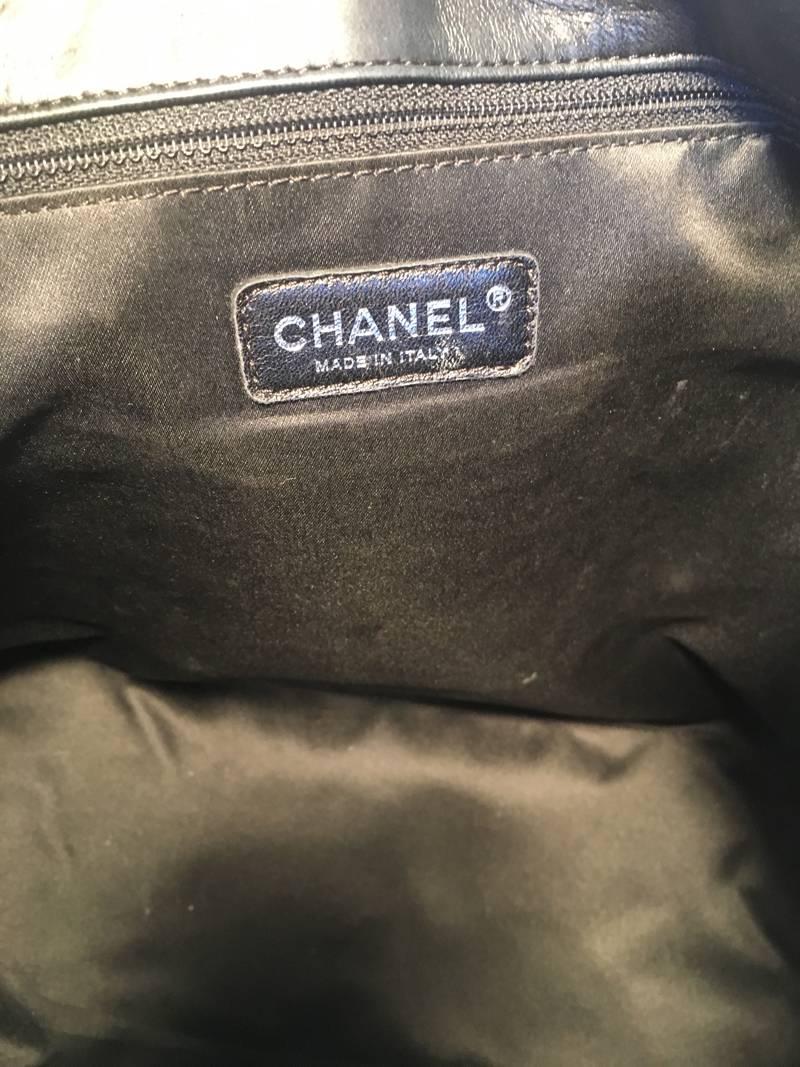 Chanel Black Leather Hot Pink Trim Shopper Tote 3