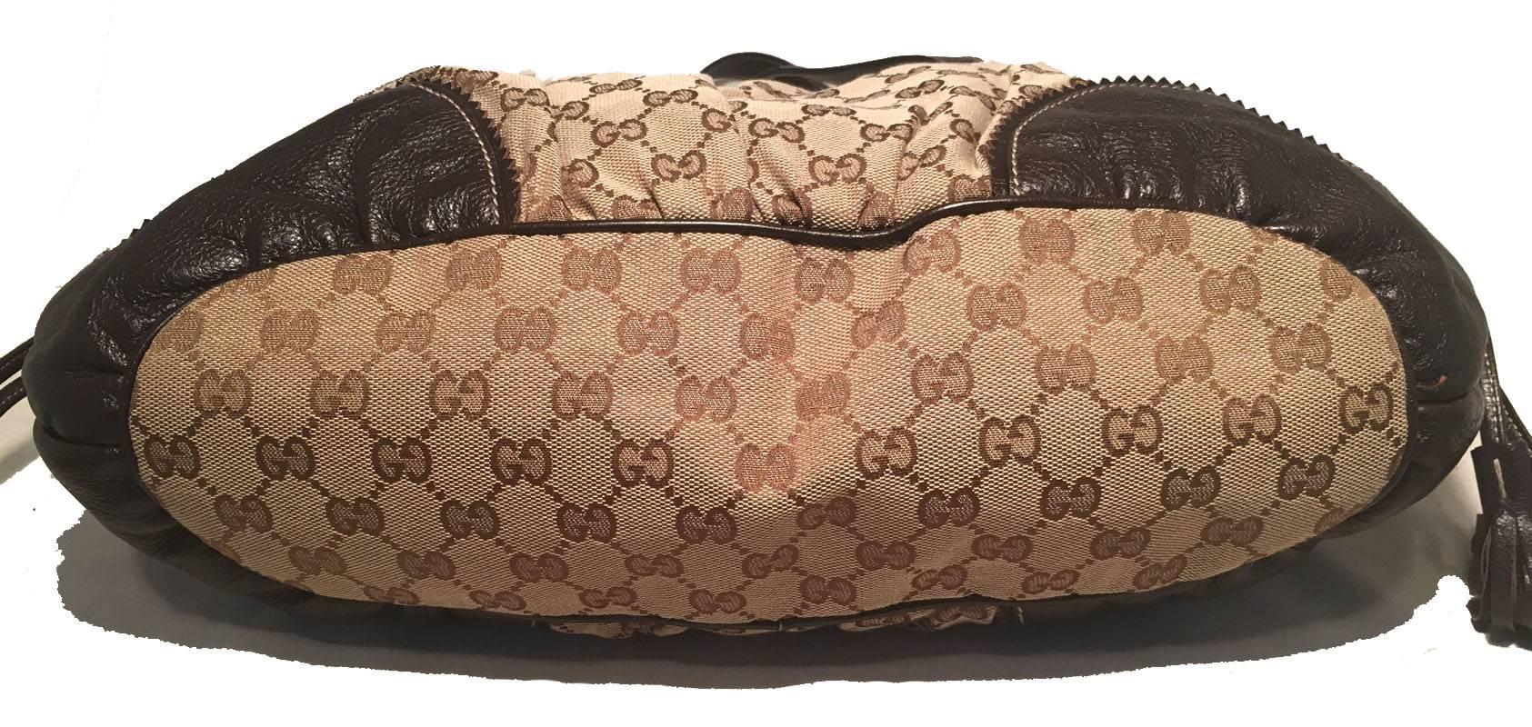 Women's Gucci Monogram Large Tribeca Brown Leather Shoulder Bag Tote