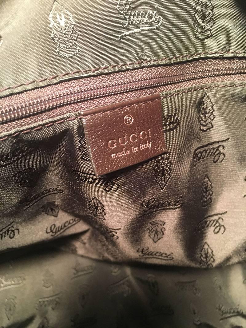 Gucci Monogram Large Tribeca Brown Leather Shoulder Bag Tote 3