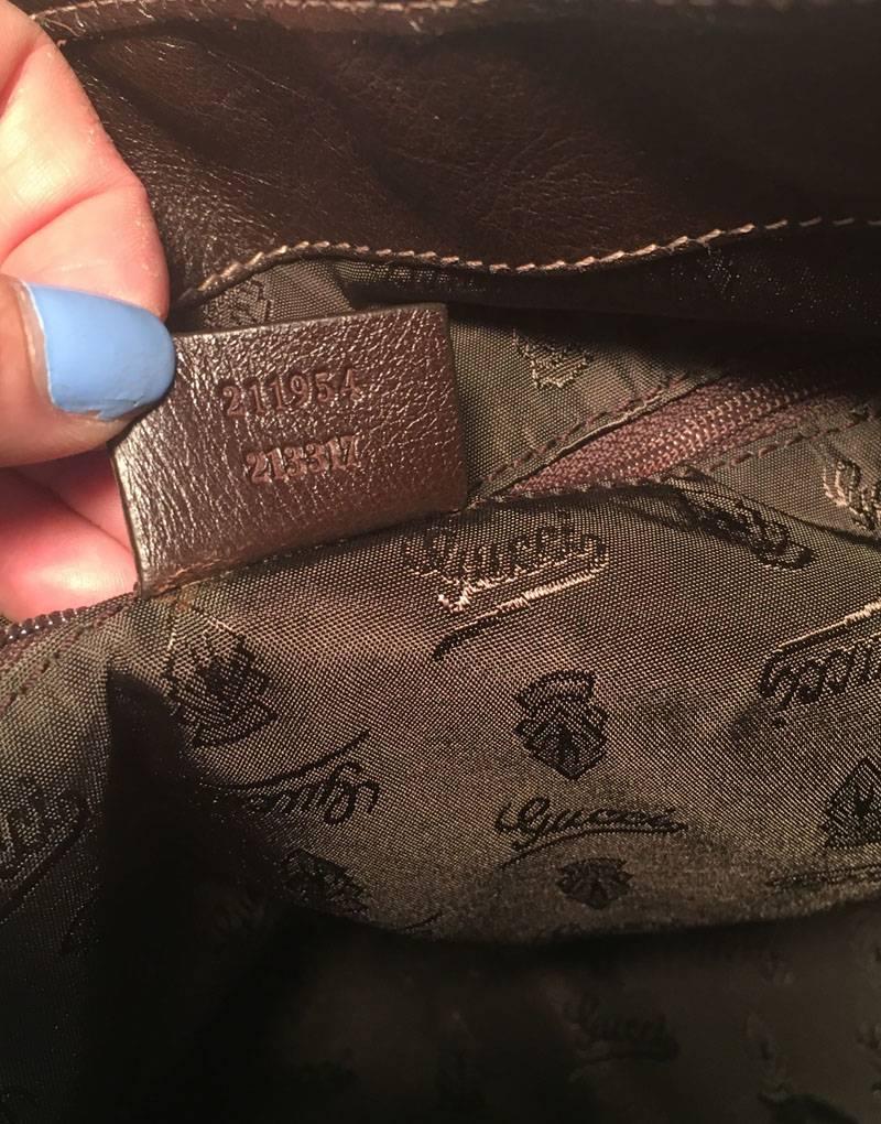 Gucci Monogram Large Tribeca Brown Leather Shoulder Bag Tote 4