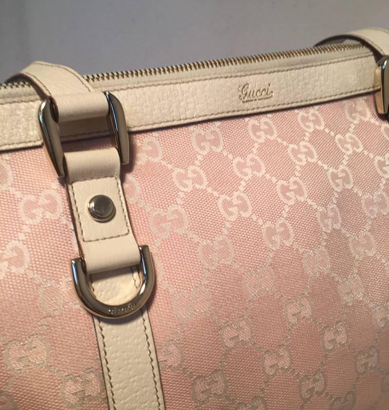 Gucci Pink Monogram Medium Abbey Shoulder Bag Tote In Good Condition In Philadelphia, PA