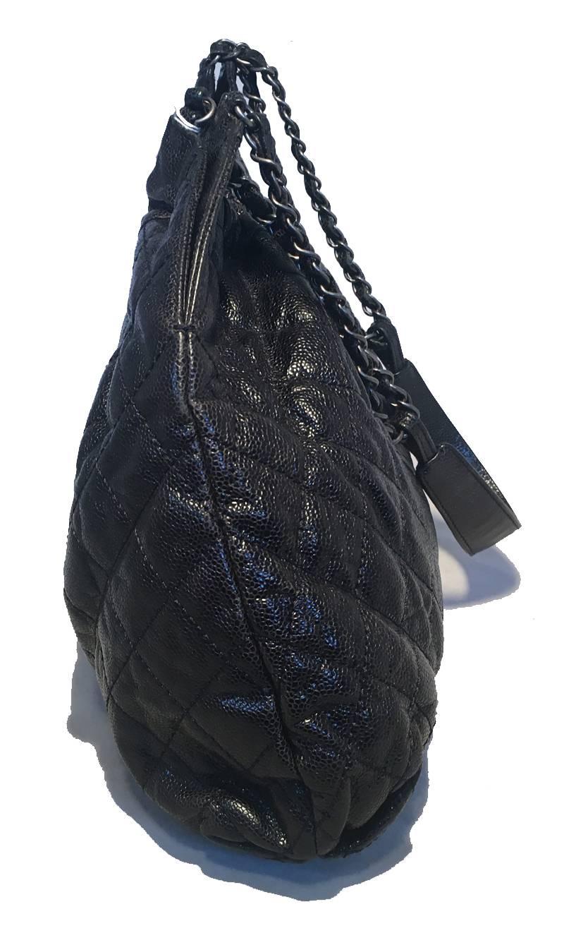 Chanel Black Quilted Caviar Leather Shoulder Bag Tote In Excellent Condition In Philadelphia, PA