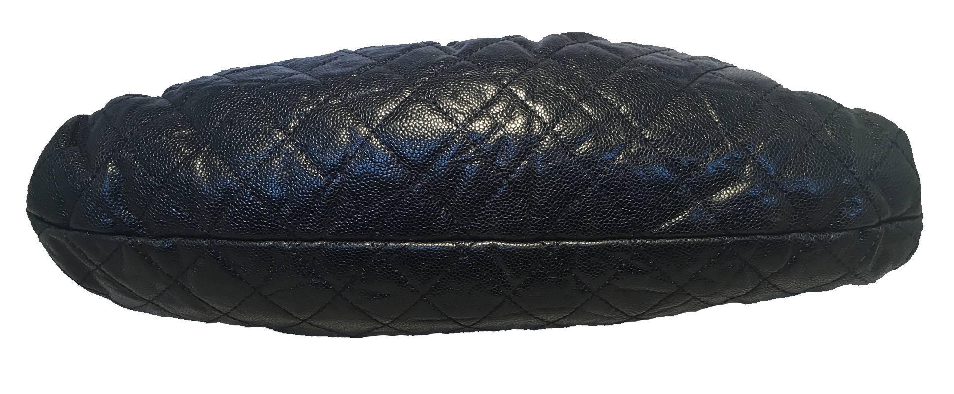 Chanel Black Quilted Caviar Leather Shoulder Bag Tote 2