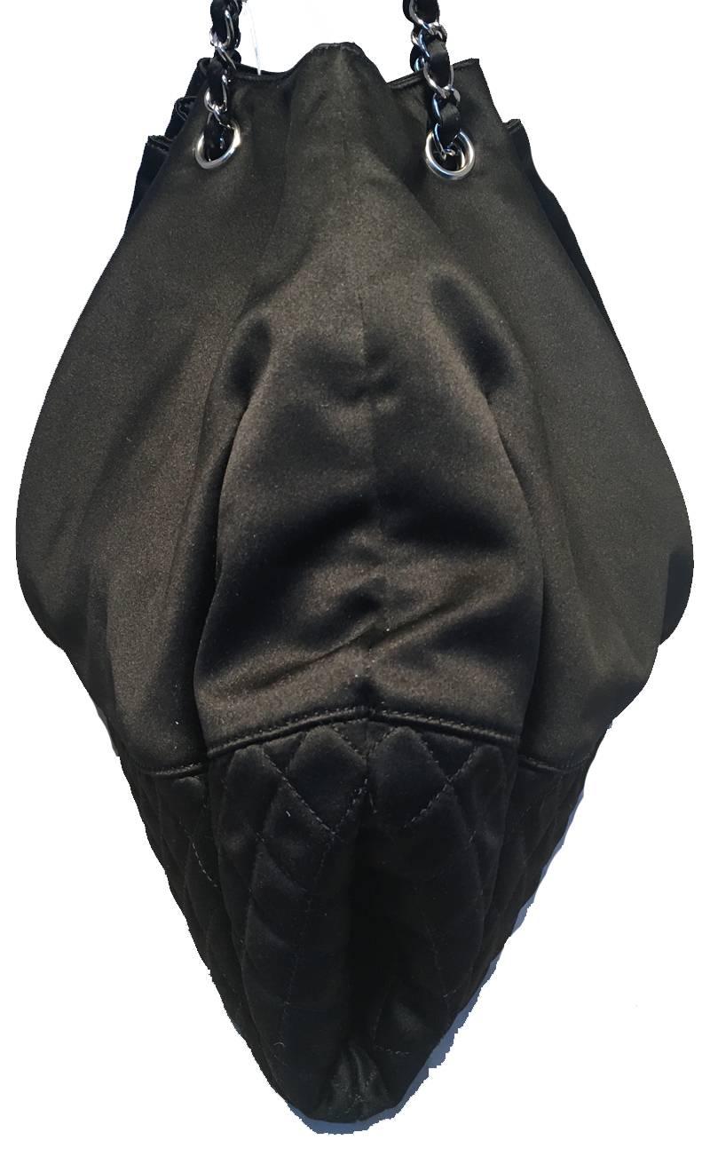 Chanel Black Silk Shoulder Bag In Excellent Condition In Philadelphia, PA