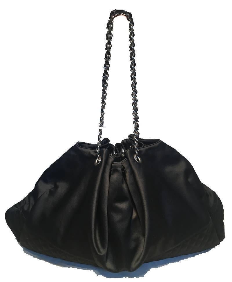 Women's Chanel Black Silk Shoulder Bag