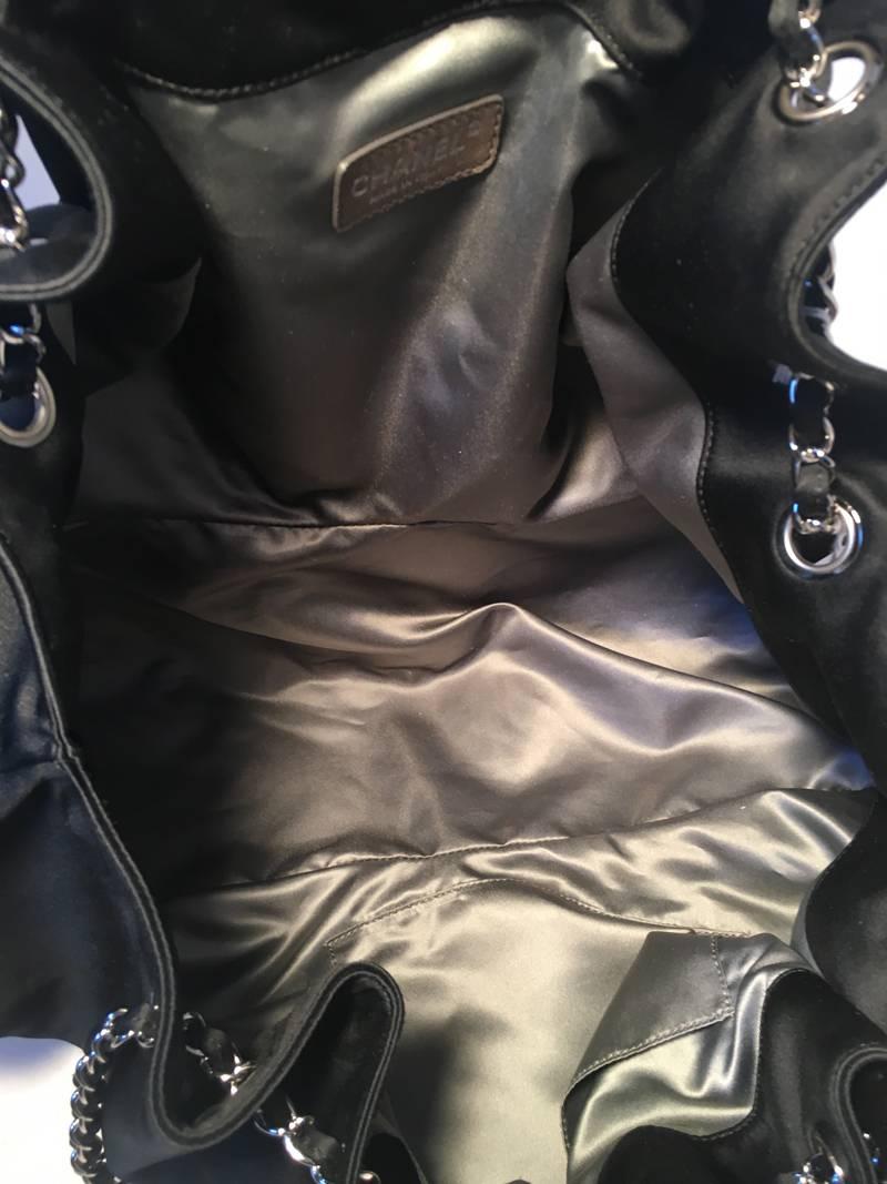 Chanel Black Silk Shoulder Bag 1
