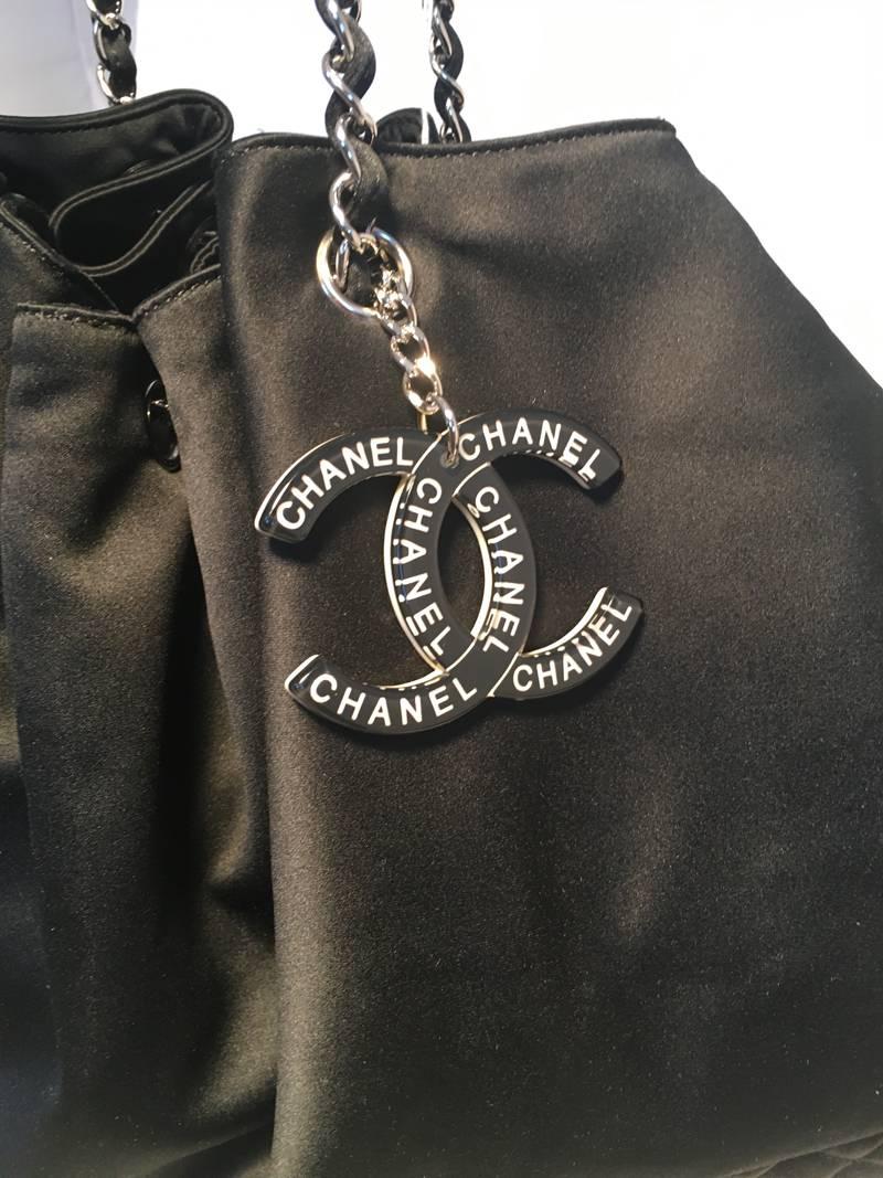 Chanel Black Silk Shoulder Bag 3