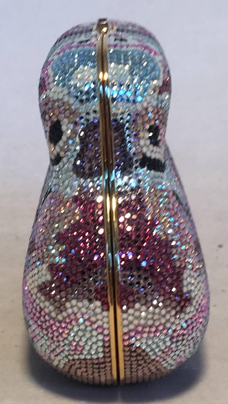 Gray Judith Leiber Swarovski Crystal Mutlicolored Mini Purse Minaudiere Evening Bag