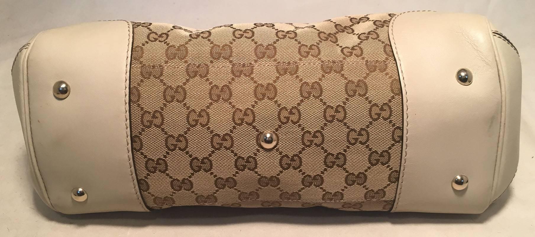 Gucci Beige Monogram and Leather Mayfair Tote Shoulder Bag In Good Condition In Philadelphia, PA