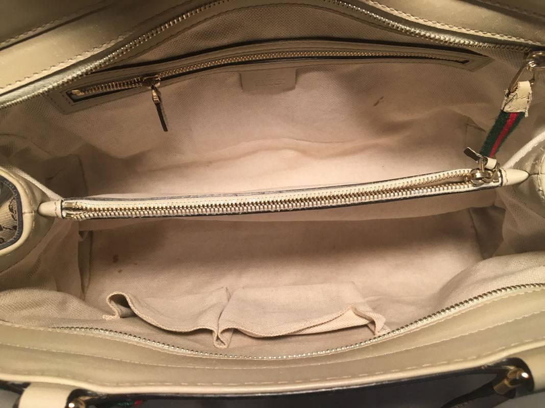 Women's Gucci Beige Monogram and Leather Mayfair Tote Shoulder Bag