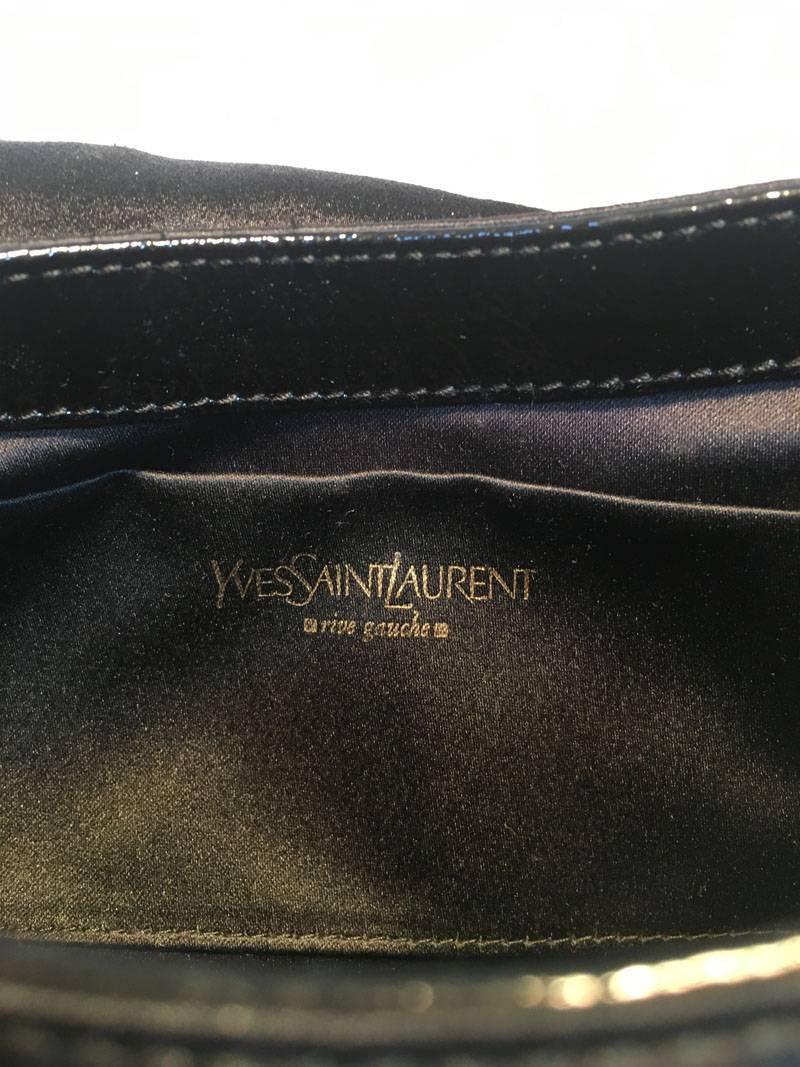 Yves Saint Laurent YSL Black Silk Satin Ribbon Bow Evening Bag In Excellent Condition In Philadelphia, PA