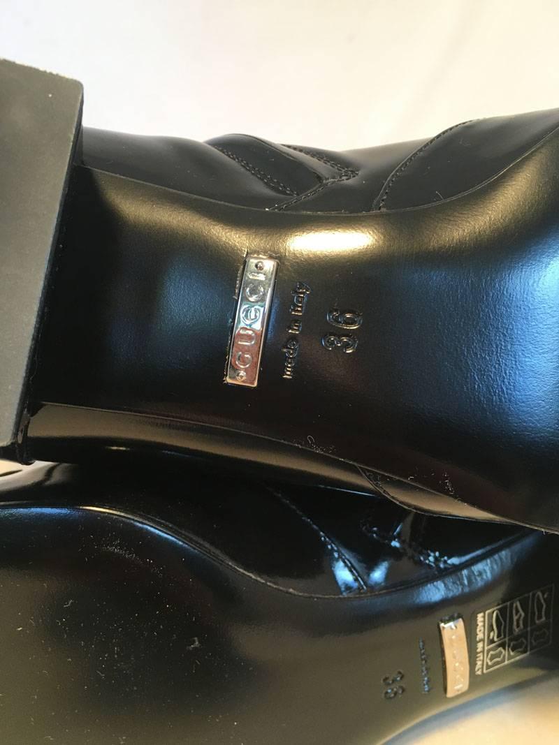 NWOT Gucci Black Patent Leather Regent Ankle Boots 2