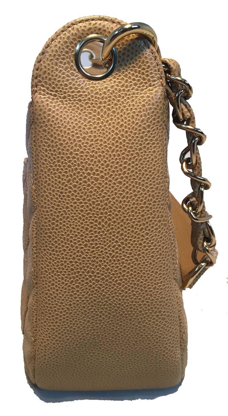 Brown Chanel Tan Quilted Caviar Leather Shoulder Bag