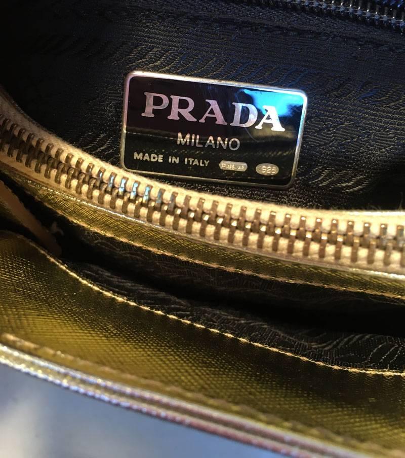 Gray Prada Gold Sharkskin Leather Small Handbag 