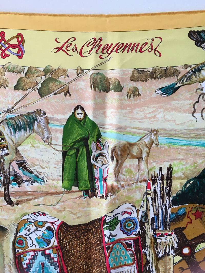 Hermes Vintage Les Cheyennes Silk Scarf c1993 1