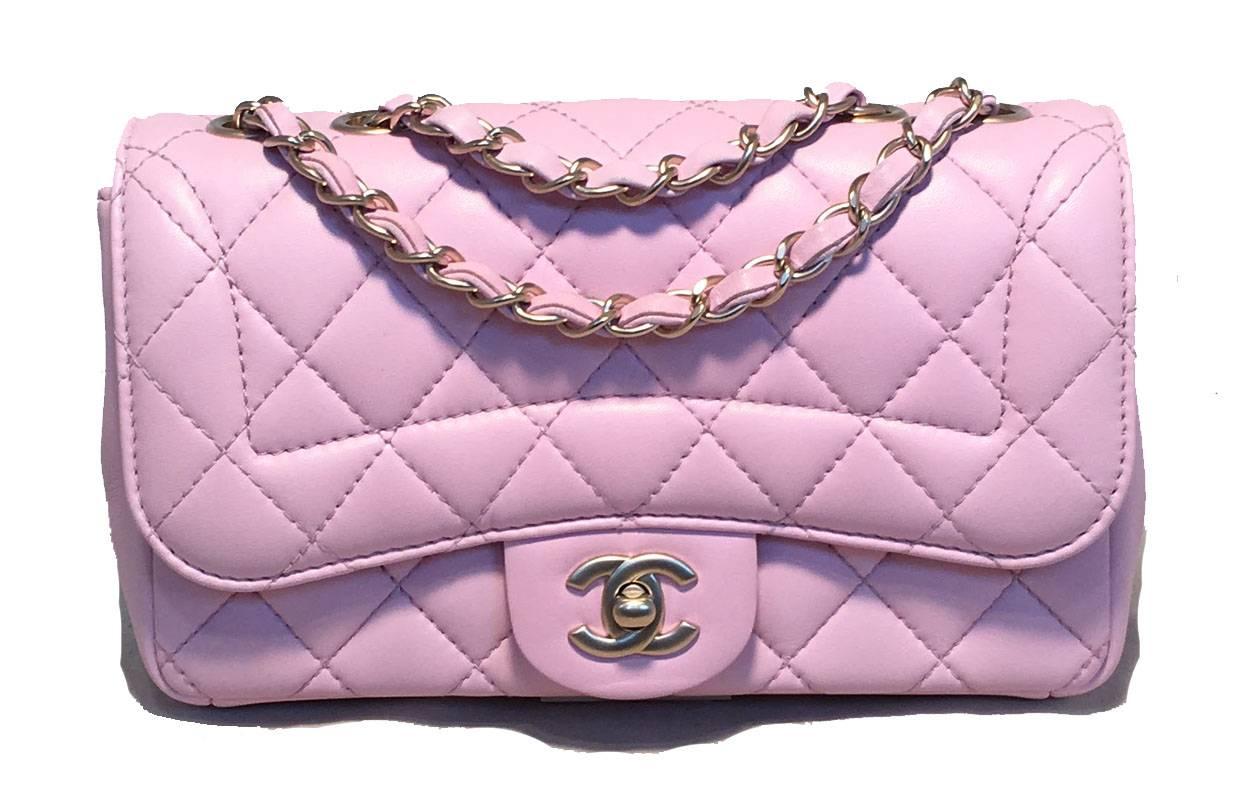 Chanel Lilac Leather Classic Flap Shoulder Bag 2