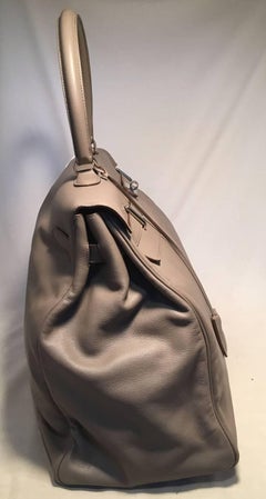 RARE Hermes Grau Chevre 50cm XXL Reise Kelly Tasche