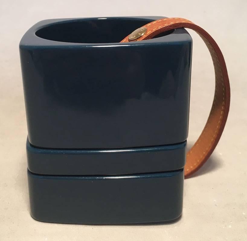 Louis Vuitton Dark Teal Acrylic Bangle Set In Excellent Condition In Philadelphia, PA