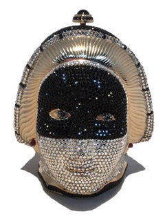Judith Leiber Swarovski Crystal Queen Head Minaudiere Evening Bag
