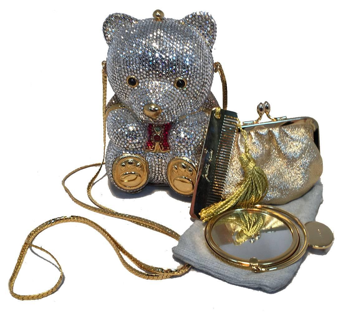 Judith Leiber Swarovski Crystal Teddy Bear Minaudiere Evening Bag In Excellent Condition In Philadelphia, PA