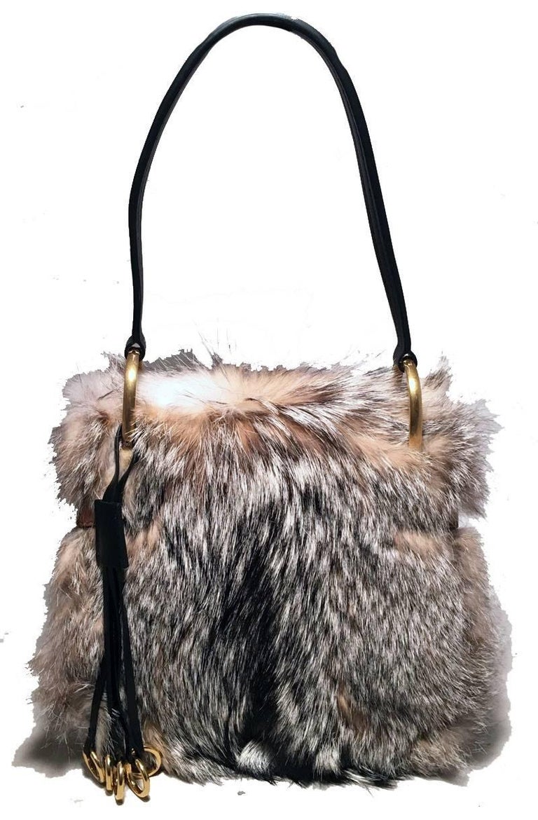 NWOT Prada Fox Fur and Tan Leather Shoulder Bag at 1stDibs prada