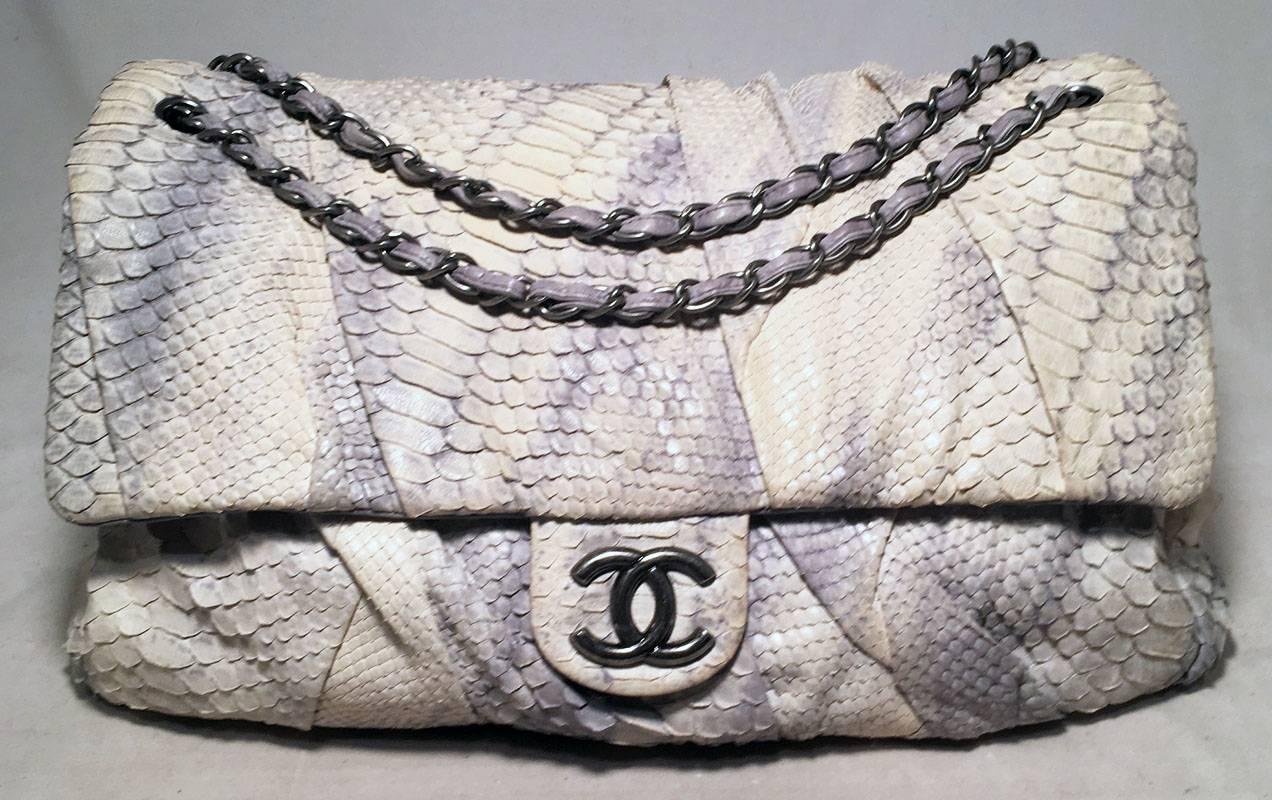 Chanel Rare Natural Snakeskin Python XL Classic Flap Shoulder Bag 1