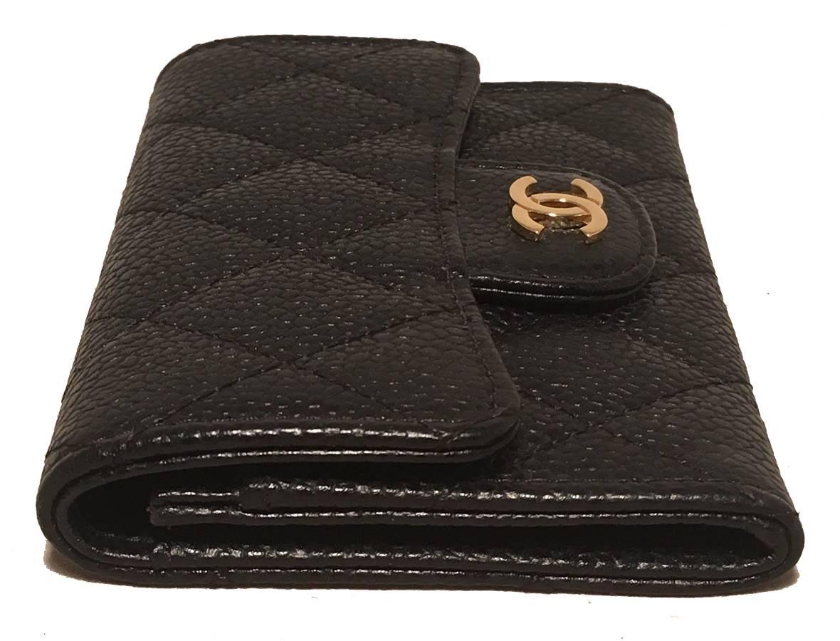 Chanel Black Quilted Caviar Mini Wallet In Excellent Condition In Philadelphia, PA
