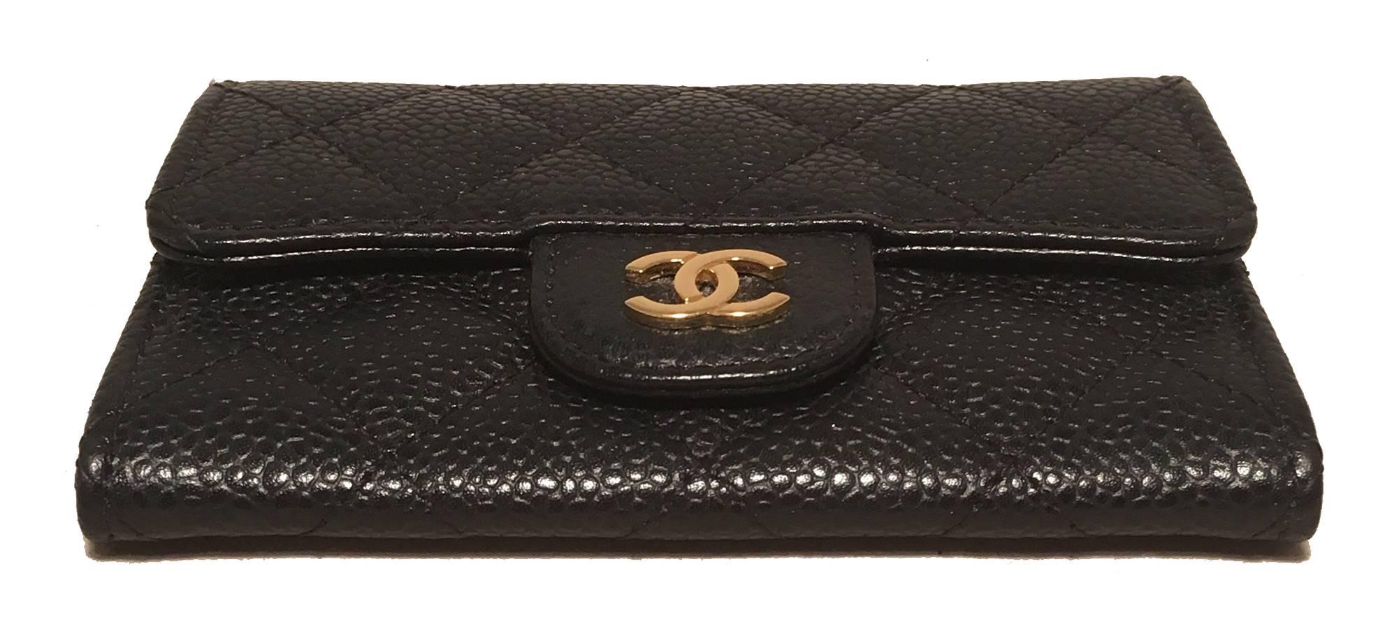 Women's or Men's Chanel Black Quilted Caviar Mini Wallet