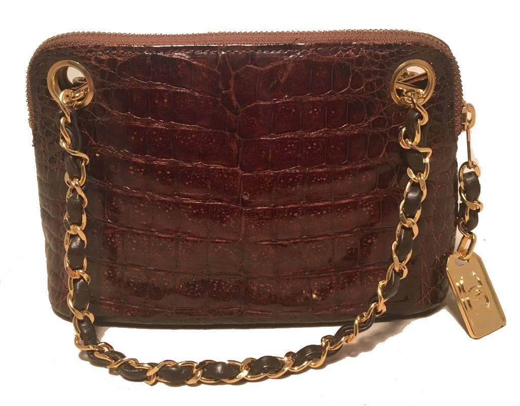 Chanel Vintage Brown Alligator Mini Handbag In Good Condition In Philadelphia, PA