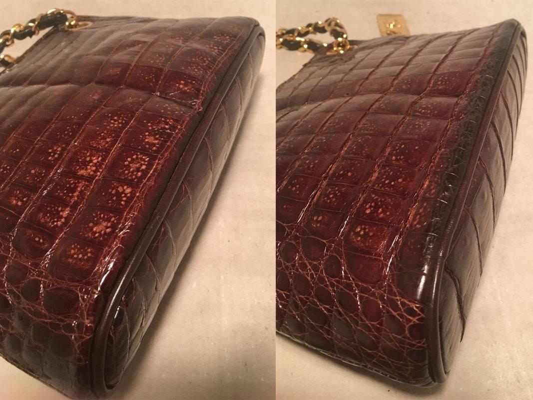 Chanel Vintage Brown Alligator Mini Handbag 2