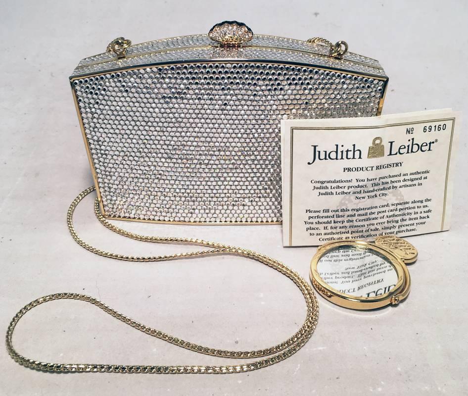 Judith Leiber Clear Swarovski Crystal Minaudiere Evening Bag Clutch 3