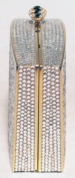Judith Leiber Clear Swarovski Crystal Minaudiere Evening Bag Clutch