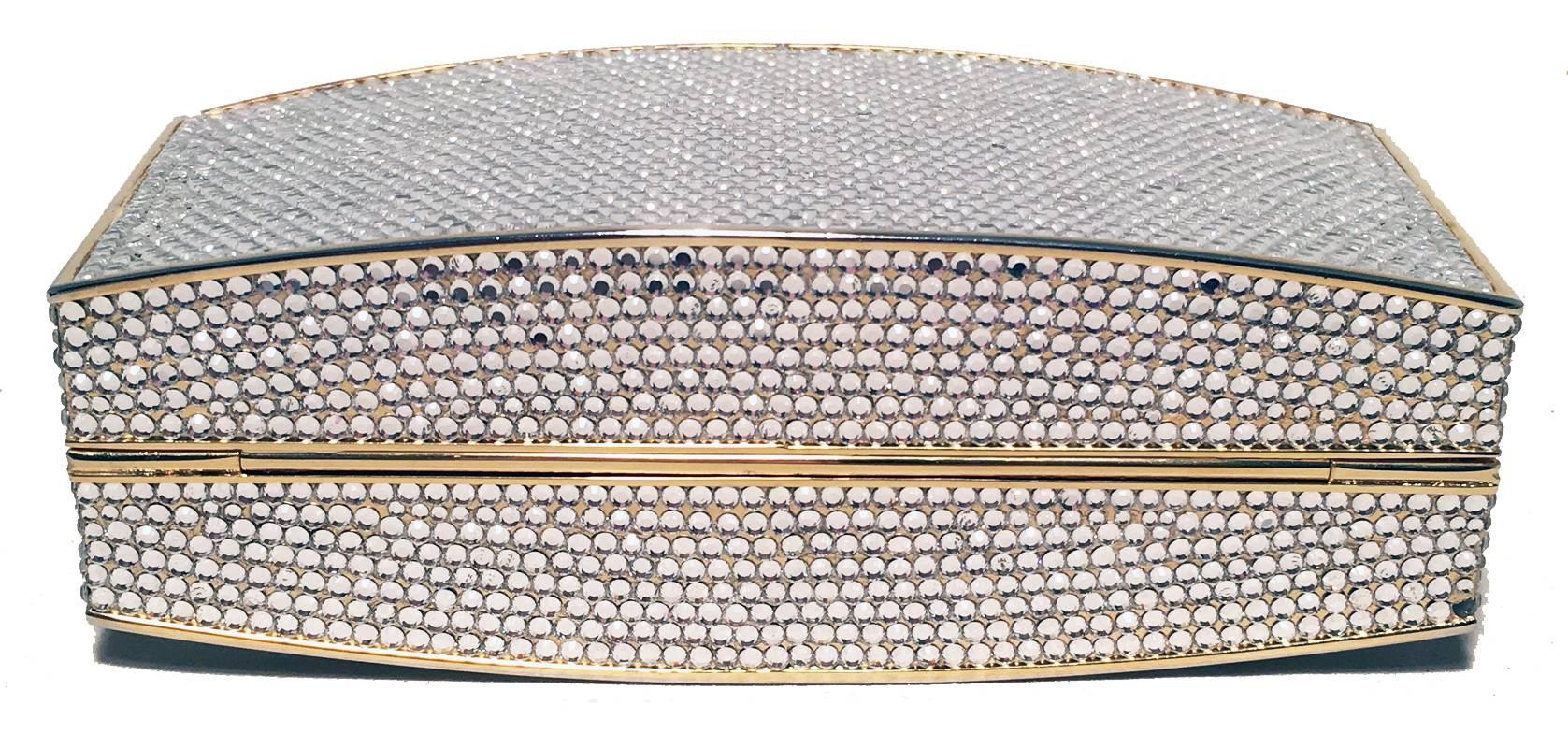 Judith Leiber Clear Swarovski Crystal Minaudiere Evening Bag Clutch In Excellent Condition In Philadelphia, PA