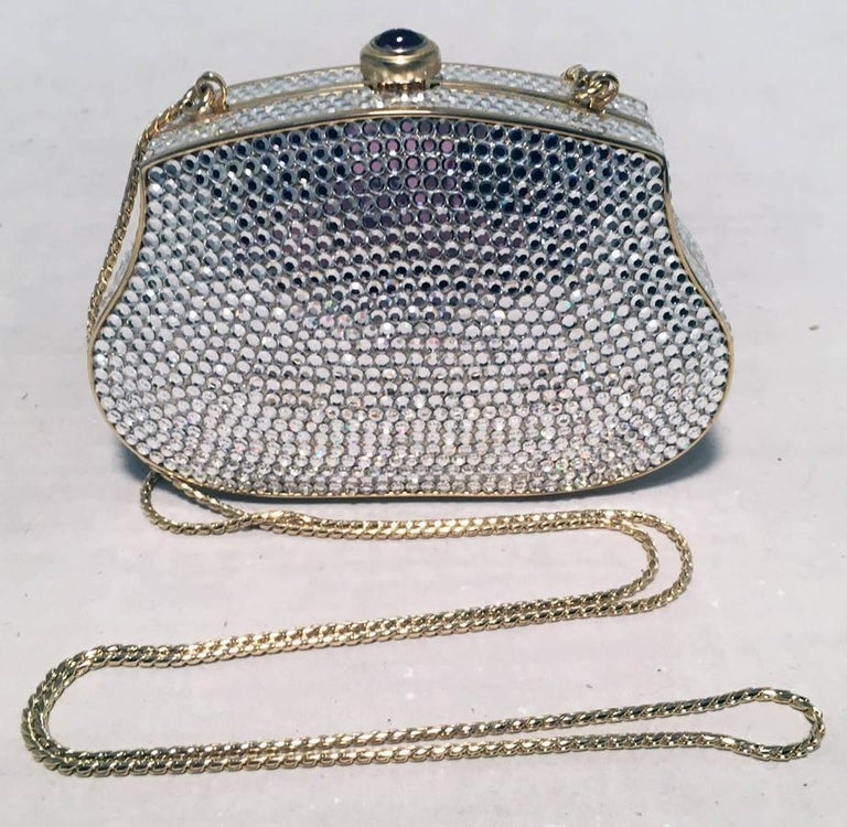 Judith Leiber Clear Swarovski Crystal Mini Minaudiere Evening Bag Clutch For Sale 2