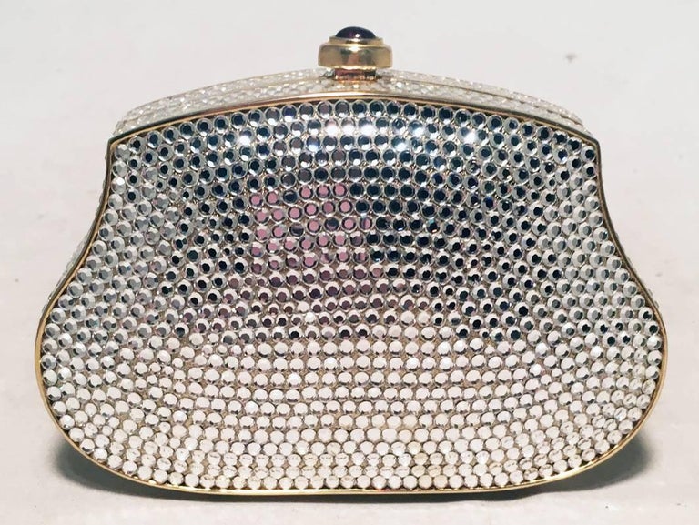 Gray Judith Leiber Clear Swarovski Crystal Mini Minaudiere Evening Bag Clutch For Sale