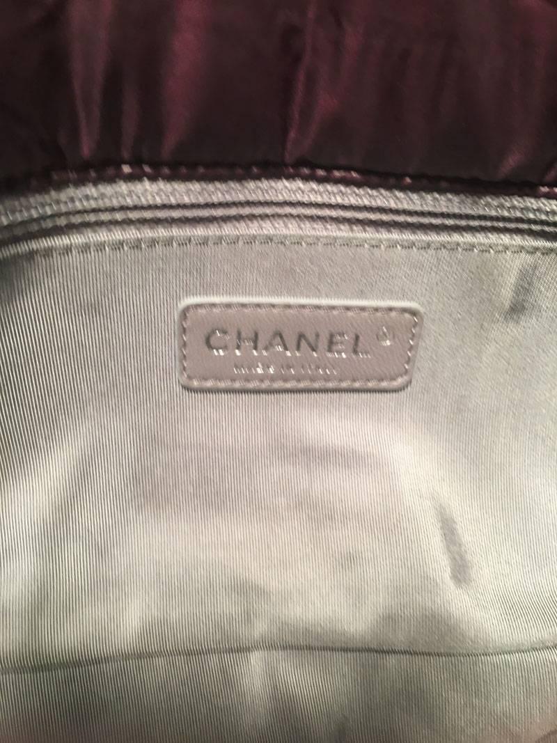 Chanel Plum Purple Quilted Puffy Nylon Classic Flap Shoulder Bag 2