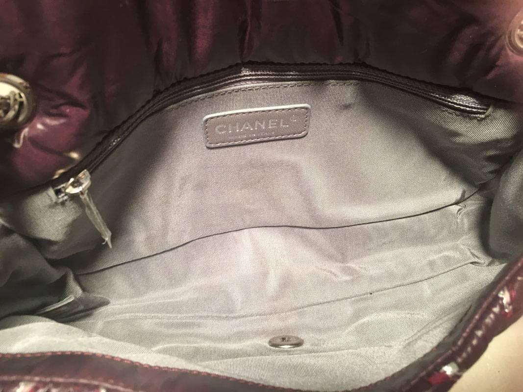 Chanel Plum Purple Quilted Puffy Nylon Classic Flap Shoulder Bag 1