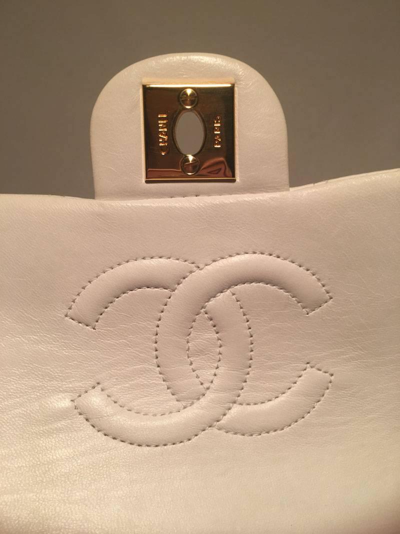 Chanel White Quilted Leather Mini Classic Flap Shoulder Bag 3