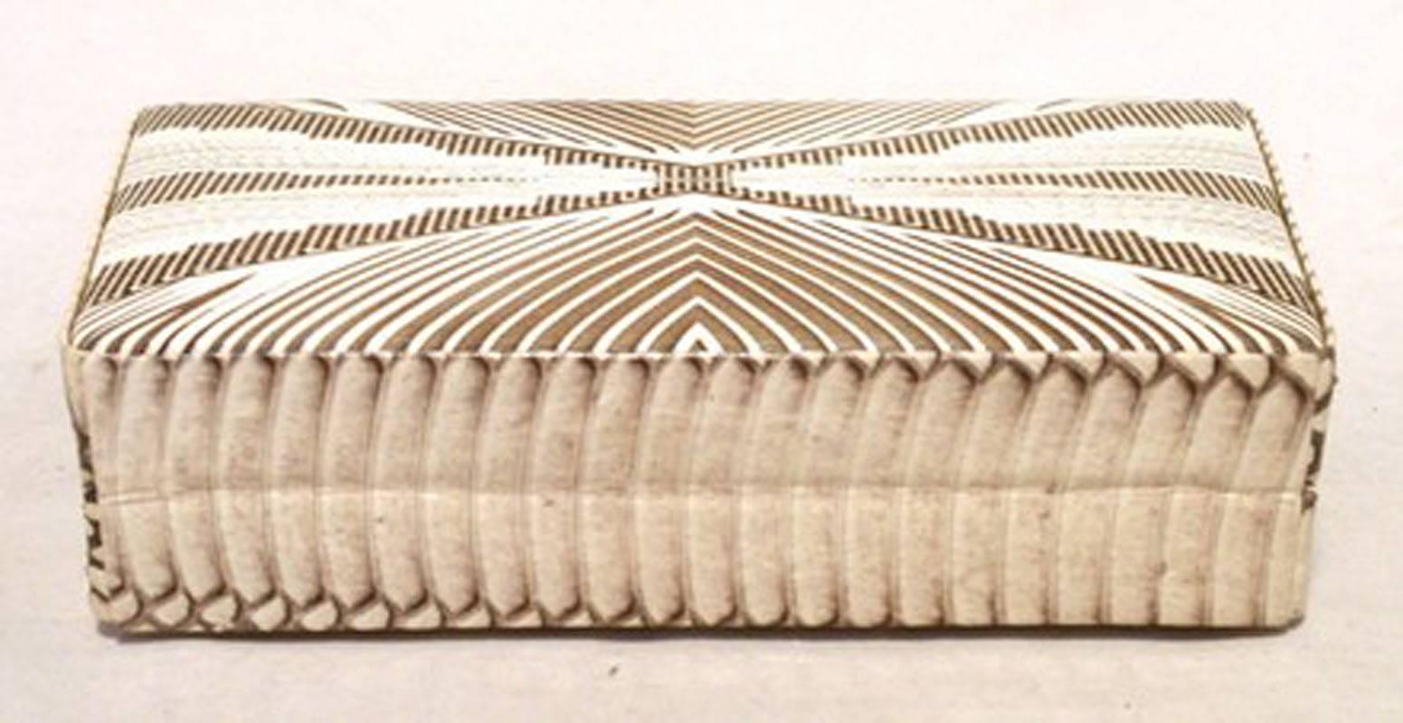Brown Tanya Hawkes Cream and Gold Box Clutch