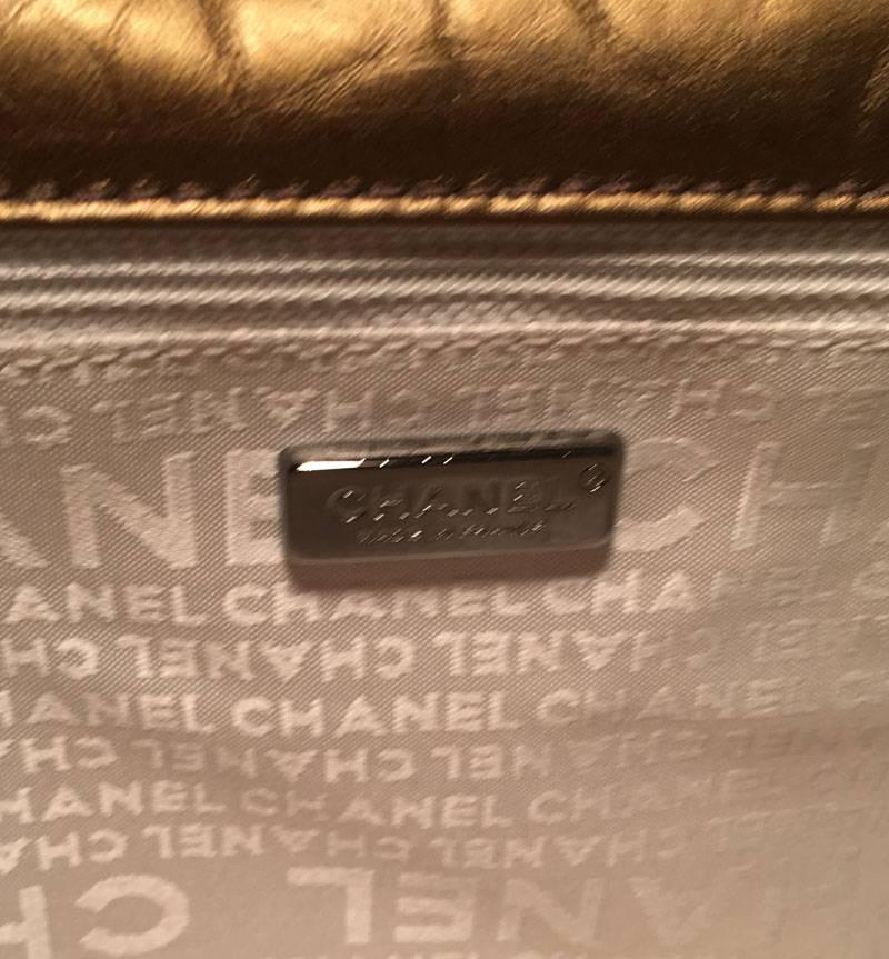 Chanel Quilted Bronze Leather Classic Flap Shoulder Bag 2