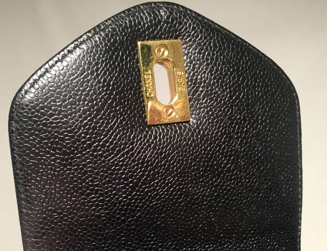 Chanel Vintage Black Caviar Leather Model Overnighter Tote Travel Bag 3