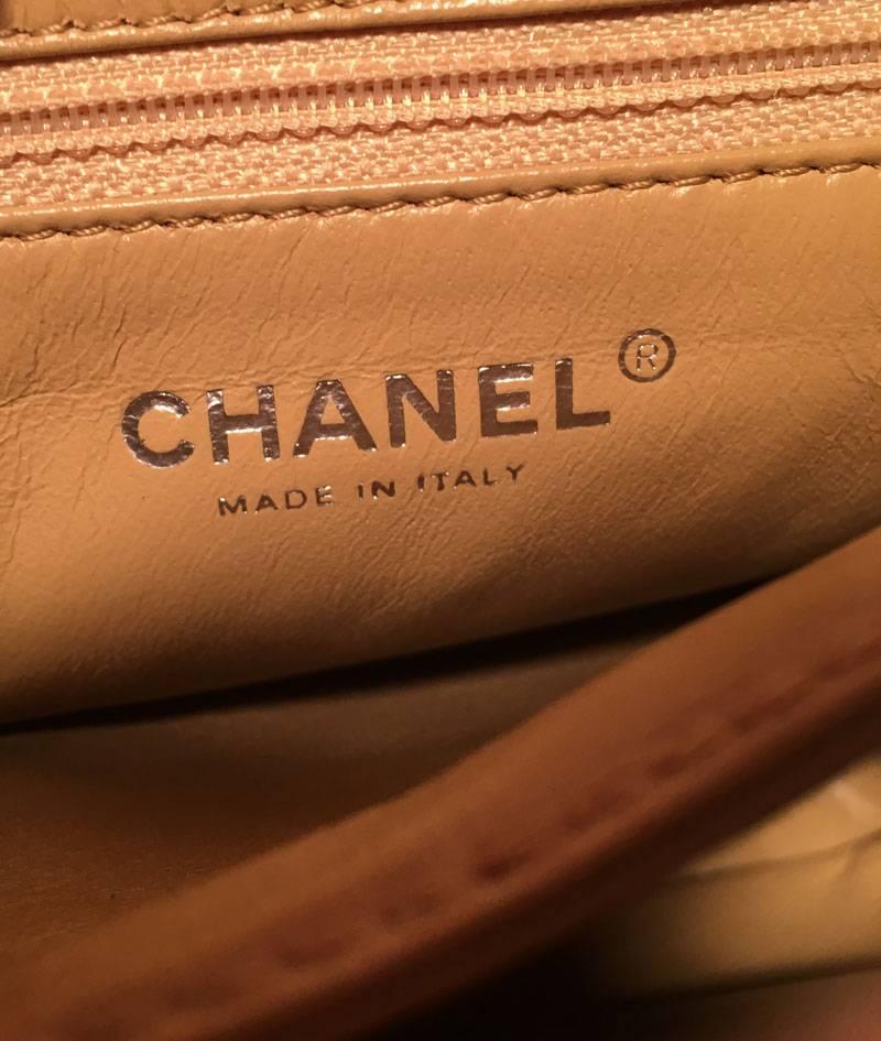 Women's Chanel Orange Leather Chain Trim Classic Flap Shoulder Bag