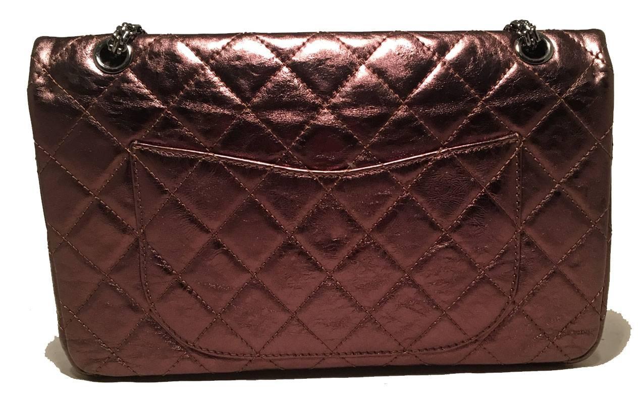 Black Chanel Bronze Quilted Distressed Leather 2.55 Double Flap Classic Reissue 
