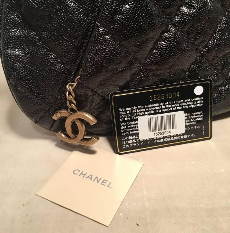 Chanel Black Quilted Caviar Leather Shoulder Bag  2