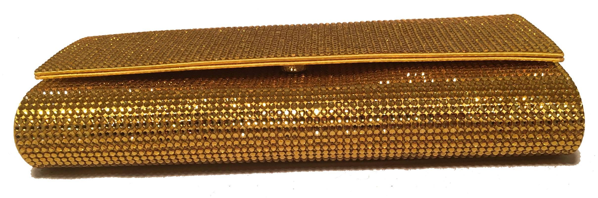 Judith Leiber Gold Crystal Evening Bag Clutch In Excellent Condition In Philadelphia, PA